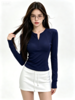 Áo dài tay nữ cổ xẻ ôm dáng - Ảnh 8