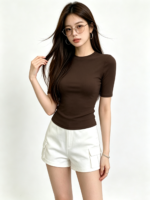 Áo thun ôm nữ cổ tròn tay ngắn - Ảnh 4