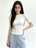 Áo thun ôm nữ cổ tròn tay ngắn - Ảnh 6