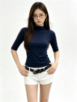 Áo thun nữ cổ cao tay lỡ ôm dáng - Ảnh 9