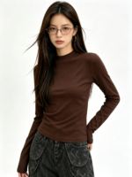 Áo dài tay nữ cổ cao liền thân ôm dáng - Ảnh 10