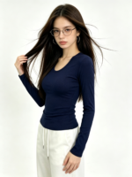 Áo body nữ cổ tròn rộng tay dài - Ảnh 8
