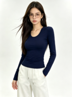 Áo body nữ cổ tròn rộng tay dài - Ảnh 9