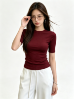Áo thun ôm nữ cổ tròn tay ngắn - Ảnh 9