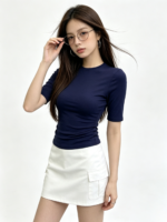 Áo thun ôm nữ cổ tròn tay ngắn - Ảnh 3