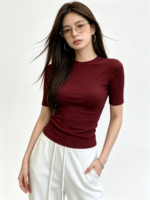 Áo thun ôm nữ cổ tròn tay ngắn - Ảnh 10