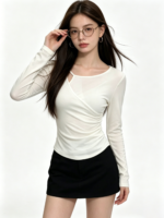 Áo dài tay nữ cổ chéo cut-out ôm dáng - Ảnh 5