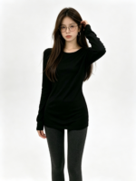 Áo dài tay nữ cổ tròn ôm dáng cơ bản - Ảnh 6