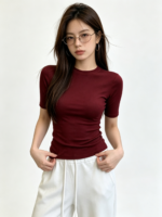 Áo thun ôm nữ cổ tròn tay ngắn - Ảnh 11