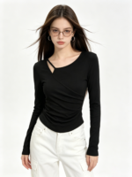 Áo dài tay nữ cổ chéo cut-out ôm dáng - Ảnh 6