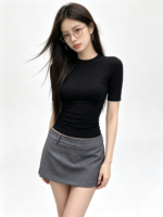 Áo thun ôm nữ cổ tròn tay ngắn - Ảnh 2