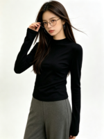 Áo dài tay nữ cổ cao liền thân ôm dáng - Ảnh 6
