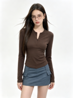 Áo dài tay nữ cổ xẻ ôm dáng - Ảnh 10