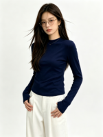 Áo dài tay nữ cổ cao liền thân ôm dáng - Ảnh 2