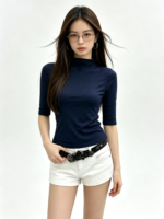 Áo thun nữ cổ cao tay lỡ ôm dáng - Ảnh 8