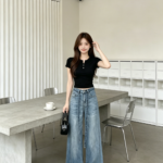 Quần Jeans Nữ Ống Rộng Màu Xanh Nhạt – ảnh chính Sweet Fable