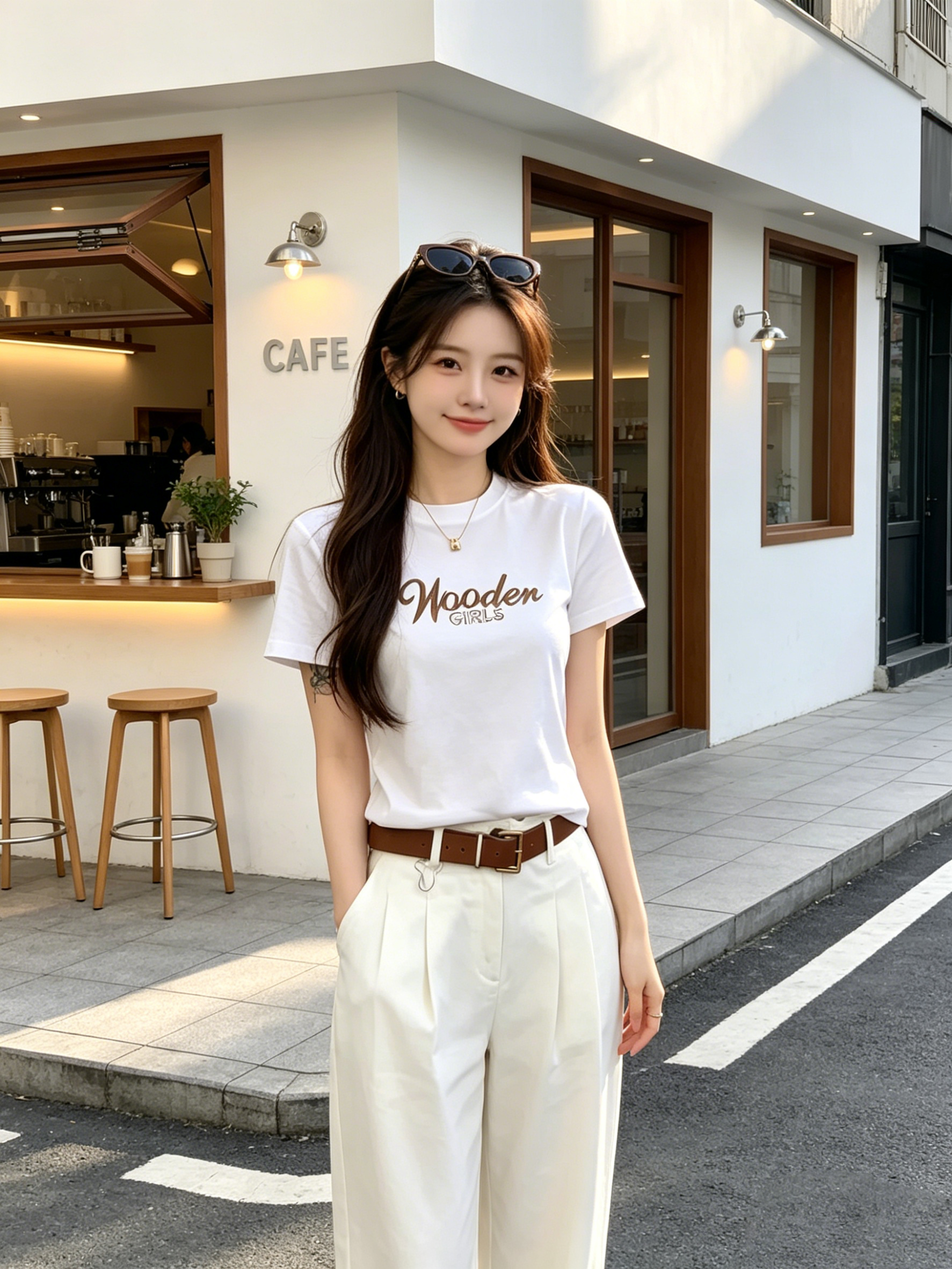 Áo thun nữ cổ tròn tay ngắn in chữ viết tay – 1 Áo thun nữ cổ tròn tay ngắn in chữ viết tay – Trắng