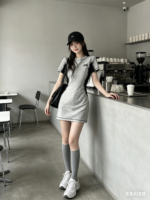 Đầm nữ cổ tròn tay ngắn phối viền và sọc vai – ảnh 4 Sweet Fable