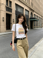 Áo thun nữ cổ tròn tay ngắn in chữ phong cách vintage – ảnh 4 Sweet Fable