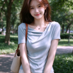 Áo nữ cổ đổ tay ngắn trơn – Xanh xám