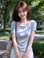 Áo nữ cổ đổ tay ngắn trơn – Xanh xám