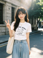 Áo thun nữ cổ tròn tay ngắn in đôi cún Pursue Dream – ảnh 4 Sweet Fable