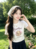 Áo thun nữ cổ tròn tay ngắn in gấu trái tim Beautiful – ảnh 5 Sweet Fable