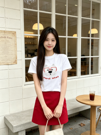 Áo thun nữ cổ tròn tay ngắn in cún đeo kính – ảnh 2 Sweet Fable
