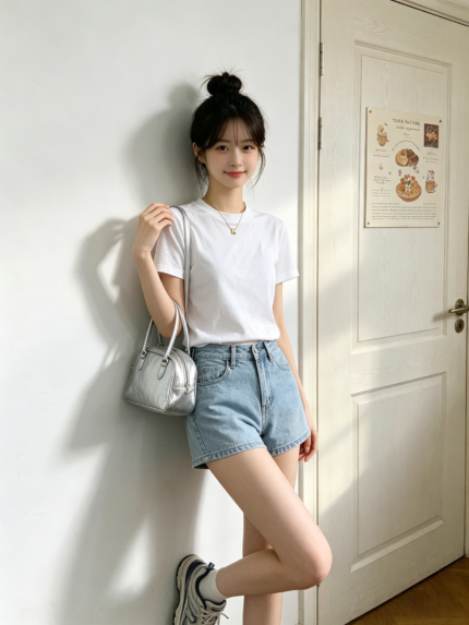 Áo thun nữ cổ tròn tay ngắn in chữ nhỏ sau lưng – ảnh 1 Sweet Fable