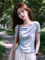 Áo nữ cổ đổ tay ngắn trơn – ảnh 2 Sweet Fable